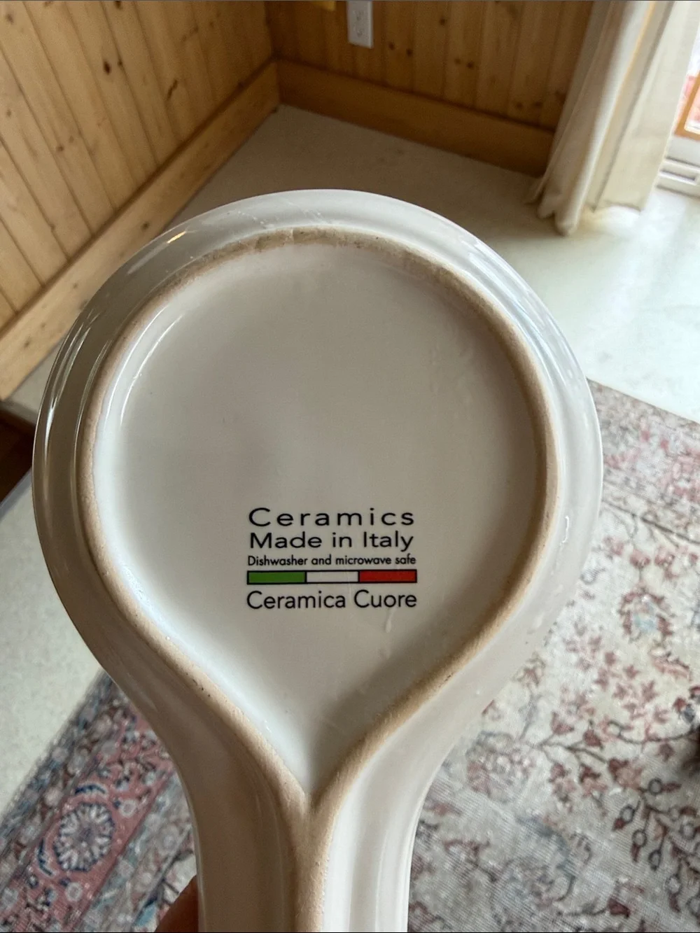White Ceramic Spoon Rest with Red and Green Tomato Motif